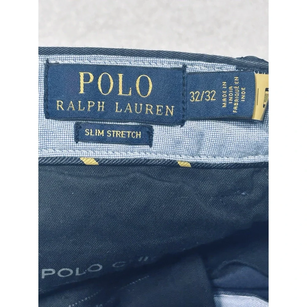 Polo Ralph Lauren Slim Stretch Chino Pants Navy Blue Men's 32x32 Flat Front